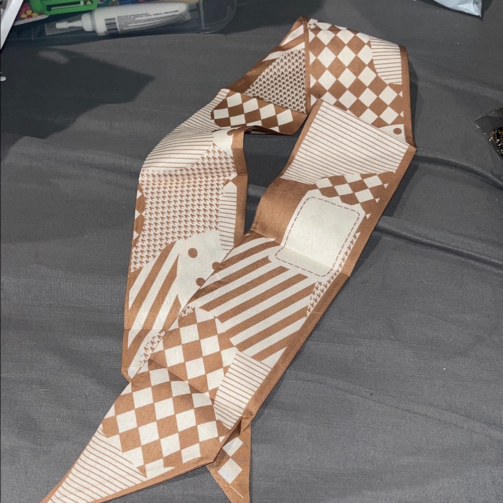 Geometric Brown and Cream Scarf